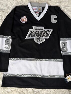 CCM Black White Silver Los Angeles Hockey Jersey